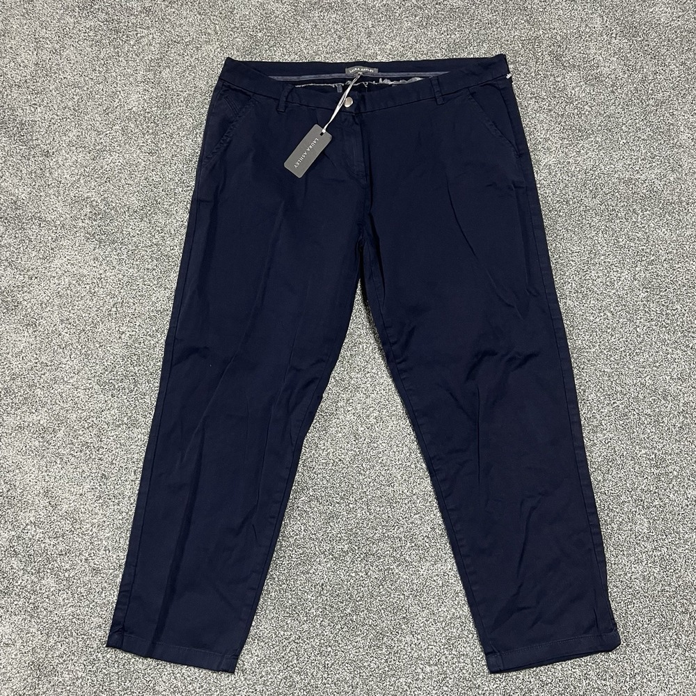 Laura Ashley Womens Navy Cropped Chino Pants Size 18 NWT Casual Stretch